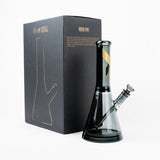 SMOKED GLASS WATER PIPE W/GOLD STRIPE DECAL - High Grade Vape