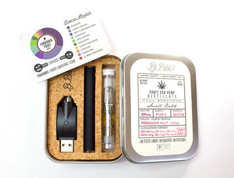 PJ PURE DISTILLATE - 0.5G UNCUT ORGANIC CBD VAPE CARTRIDGE & BATTERY KIT 250MG - High Grade Vape